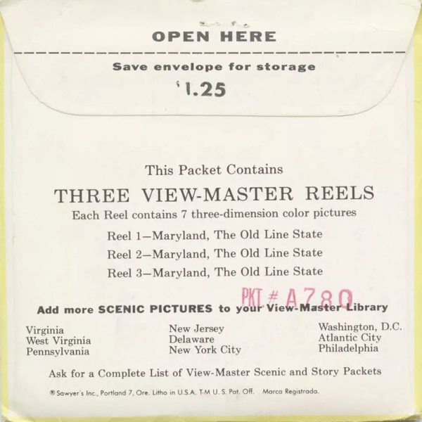 Maryland - View-Master 3 Reel Packet - vintage - S3 Supply