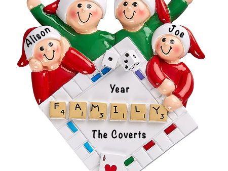 Game Night Family of 4 Personalized Ornament Online Sale