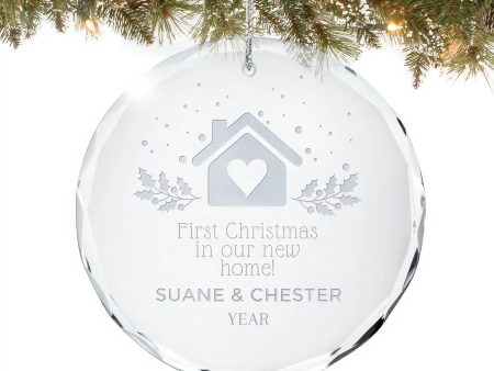 1st Christmas in New Home Personalized Ornament - Glass For Sale