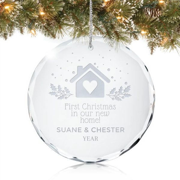 1st Christmas in New Home Personalized Ornament - Glass For Sale