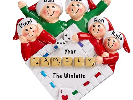 Game Night Family of 5 Christmas Ornament Online Sale