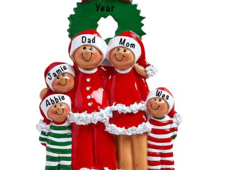 Ethnic Family of 5 Christmas Ornament Online Sale