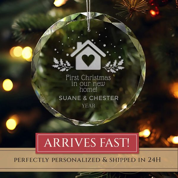 1st Christmas in New Home Personalized Ornament - Glass For Sale