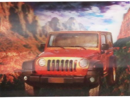 Red Jeep - 3D Lenticular Poster - 12x16 -  NEW Cheap