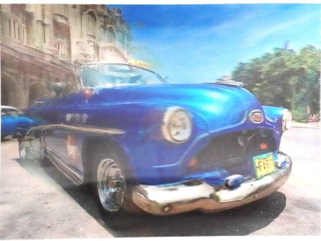 Vintage Blue Taxi Car - Havana - 3D Lenticular Poster - 12x16 -  NEW on Sale