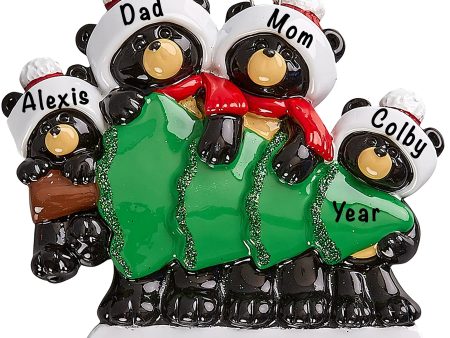 Black Bear Family of 4 Christmas Ornament For Cheap