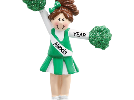 Cheerleader Christmas Ornament - Green Uniform Online