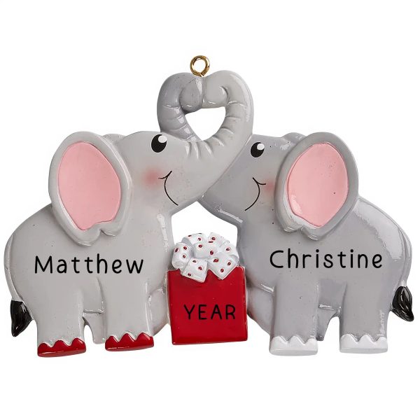 Elephant Love Couple Christmas Ornament Online Hot Sale