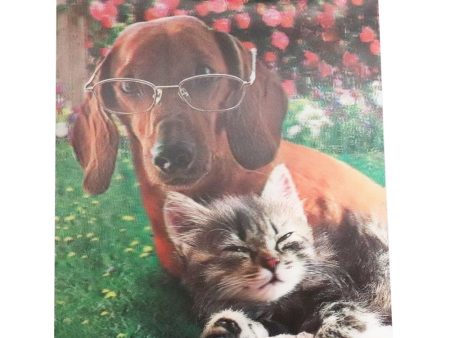 Dog with Glasses and Cat - 3D Lenticular Poster - 12x16 -  NEW Online Sale