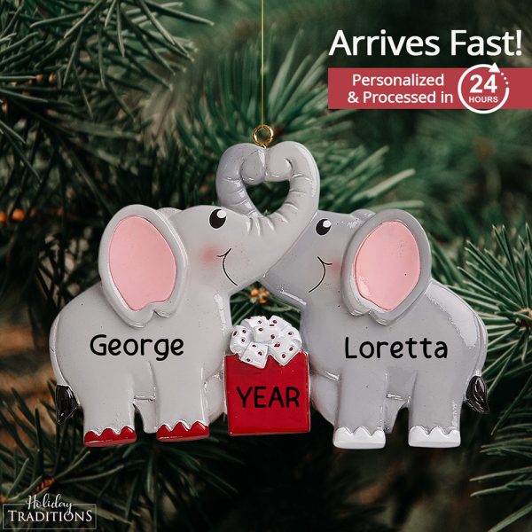 Elephant Love Couple Christmas Ornament Online Hot Sale