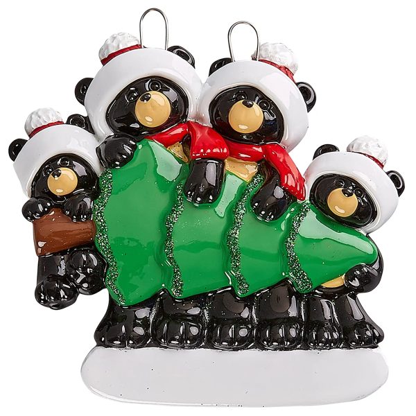 Black Bear Family of 4 Christmas Ornament For Cheap