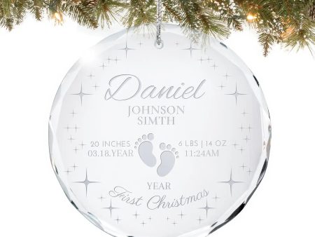 Baby s First Personalized Ornament - Footprints & Stars Online now