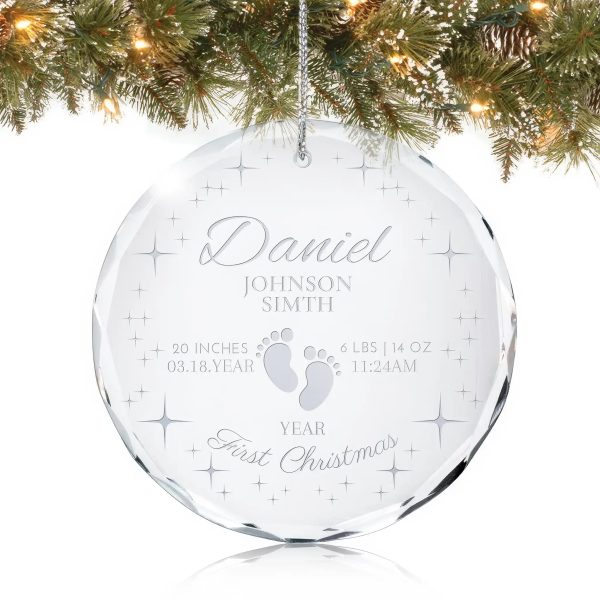 Baby s First Personalized Ornament - Footprints & Stars Online now