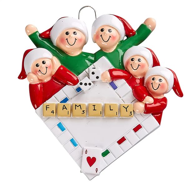 Game Night Family of 5 Christmas Ornament Online Sale