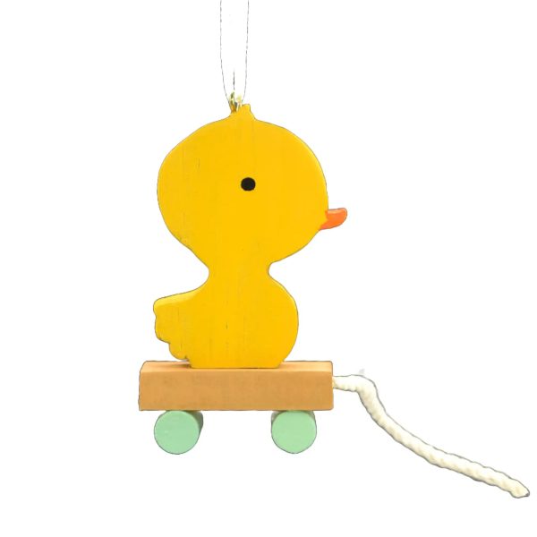 Yellow Wooden Duck 3D Christmas Ornament Online