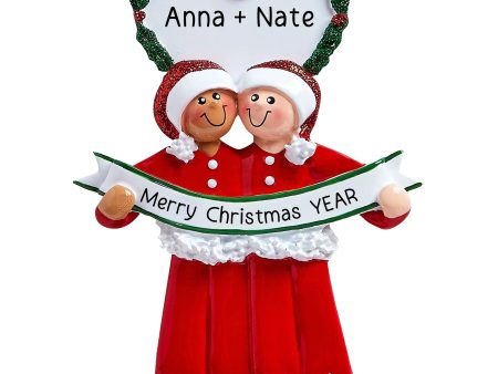 Interracial Couple PJs Christmas Ornament Cheap