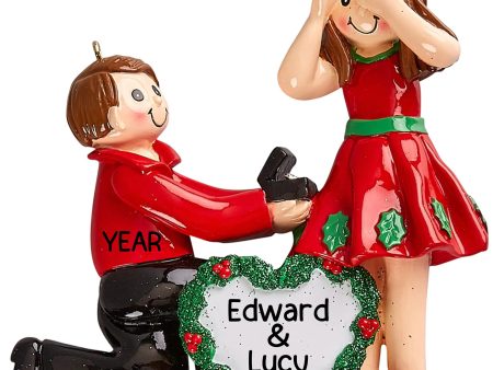 Proposing Couple Engagement Ring Christmas Ornament Online Hot Sale