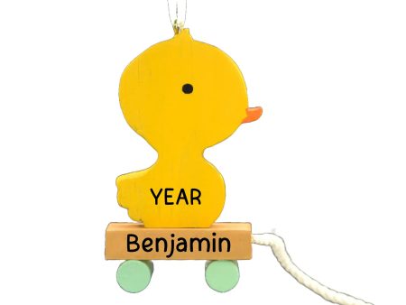 Yellow Wooden Duck 3D Christmas Ornament Online