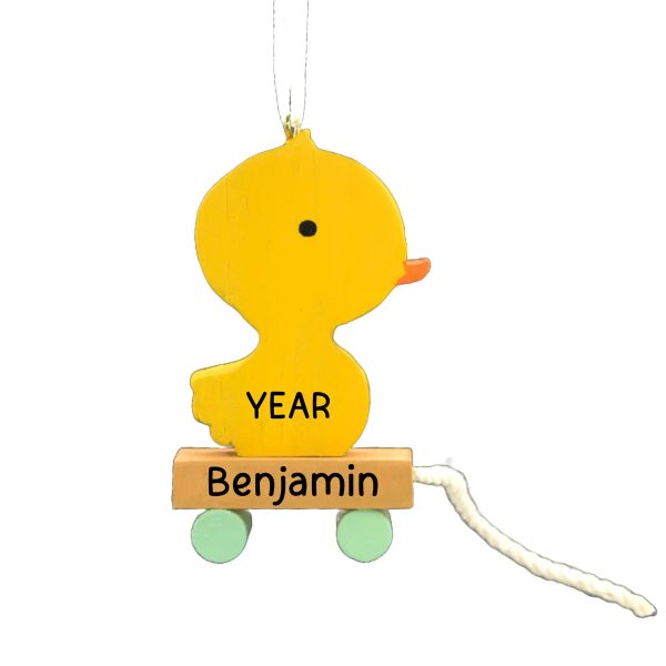 Yellow Wooden Duck 3D Christmas Ornament Online