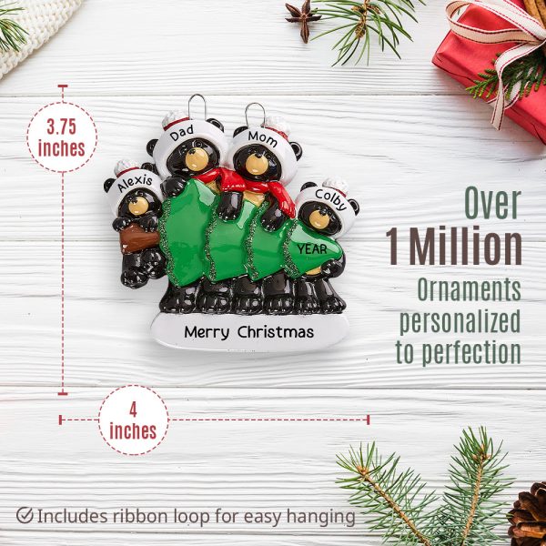 Black Bear Family of 4 Christmas Ornament For Cheap