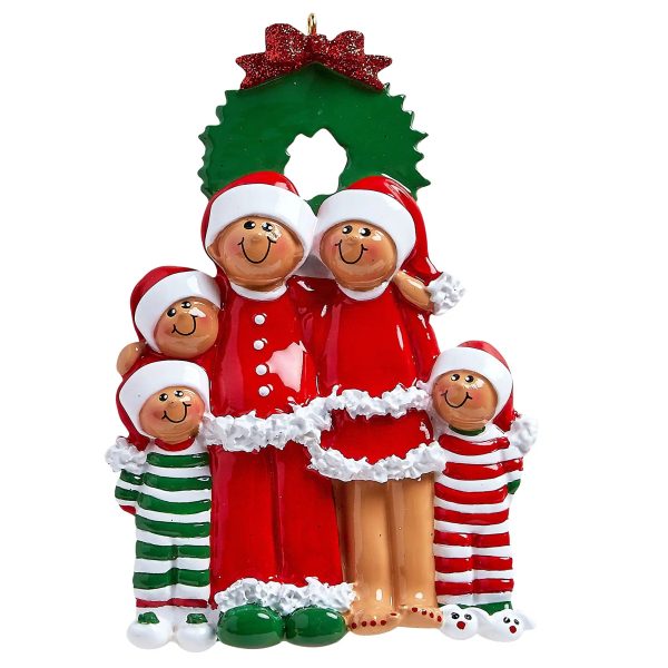 Ethnic Family of 5 Christmas Ornament Online Sale