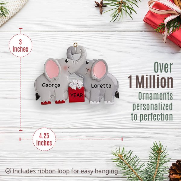 Elephant Love Couple Christmas Ornament Online Hot Sale