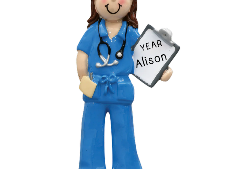 Nurse   Doctor Personalized Ornament - Blue Scrubs on Sale