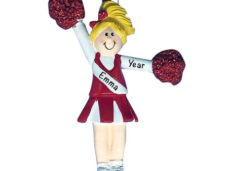 Cheerleader Christmas Ornament - Red Uniform Blonde Fashion