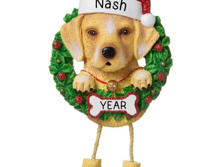 Yellow Labrador Wreath Christmas Ornament For Cheap