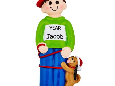 Boy With Dog Christmas Ornament Hot on Sale