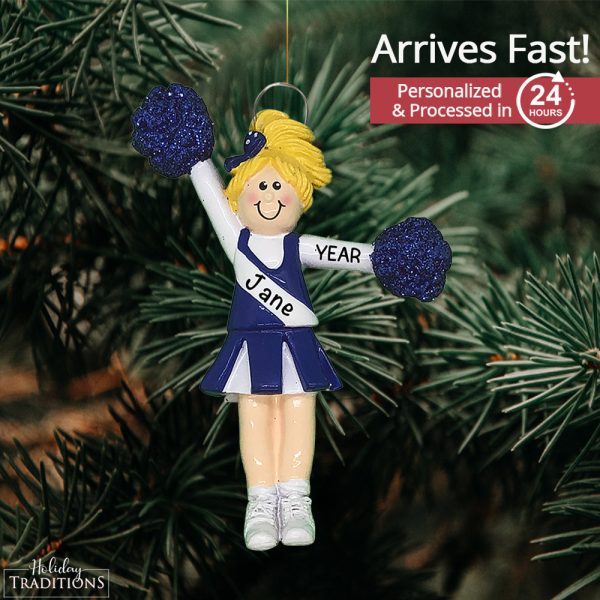 Cheerleader Christmas Ornament - Blue Uniform Blonde Sale