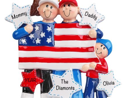 Patriotic Family of 3 Personalized Ornament Sale