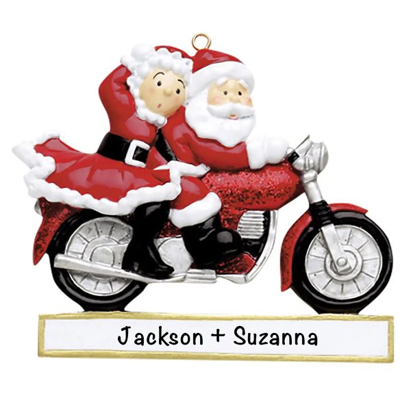 Santa Couple Motorcycle Christmas Ornament Supply