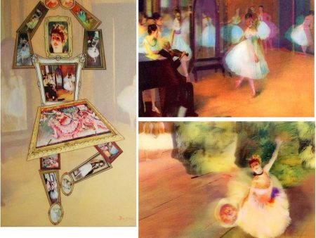 3 Edgar Degas Lenticular 3D Postcards - Dance Class (1870) & Ballerina with Bouquet and Ballerina Made up of his Art Work - NEW Sale