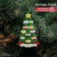 Green Glitter Tree Family of 10 Christmas Ornament Sale