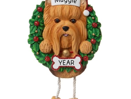 Yorkie Wreath Christmas Ornament For Discount