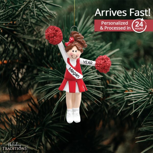 Cheerleader Christmas Ornament - Red Uniform on Sale