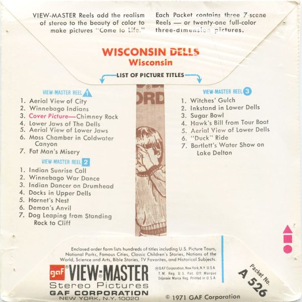 Wisconsin Dells - View-Master 3 Reel Packet - 1971 - vintage - A526-G3C on Sale