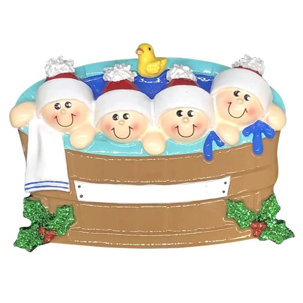 Hot Tub Family of 4 Personalized Ornament on Sale