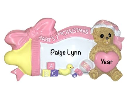 Pink Baby s 1st Christmas Baby Bottle Personalized Ornament For Cheap