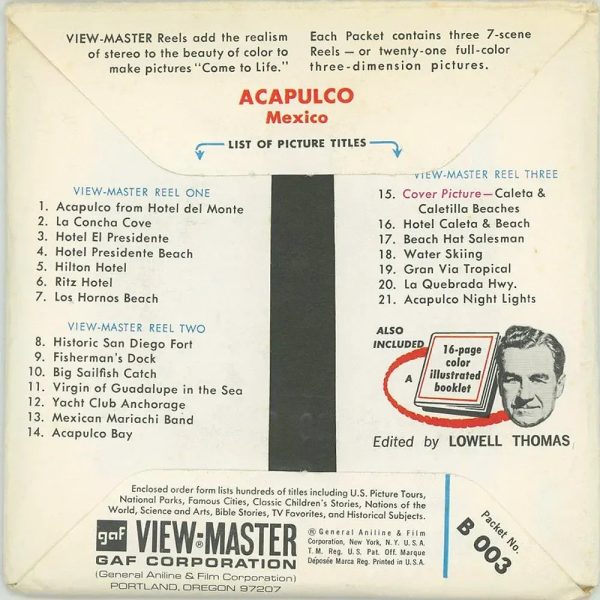 Acapulco -  View-Master 3 Reel Packet - vintage - B003-G1B Hot on Sale