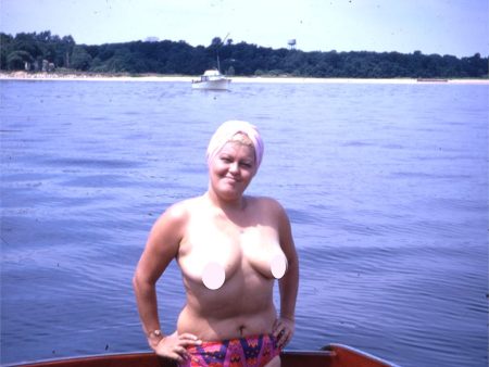 Stereo Slide - 1973 - Lady on Boat- Original Kodachrome Realist 5P format - vintage Online Sale