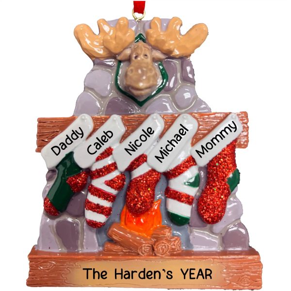 Moose Family of 5 Personalized Ornament Discount