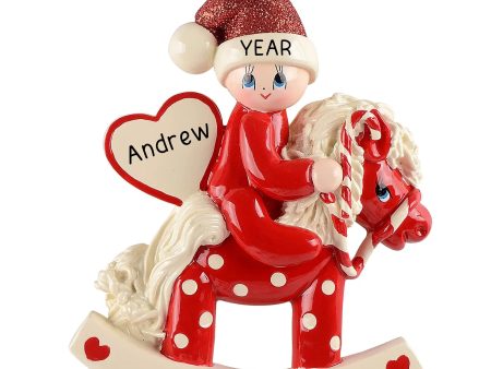 Baby Rocking Horse - Red Christmas Ornament Online