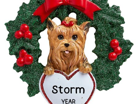 Yorkie With Wreath Christmas Ornament Fashion