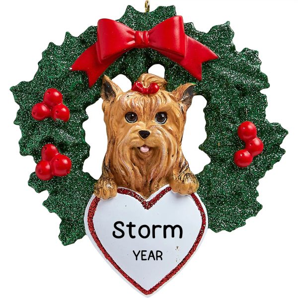 Yorkie With Wreath Christmas Ornament Fashion