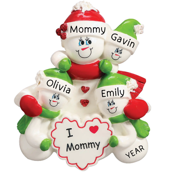 Mom With 3 Children Christmas Ornament Fashion