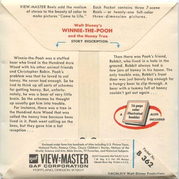 Winnie the Pooh - View-Master 3 Reel Packet - vintage - B362-G1A Online Hot Sale