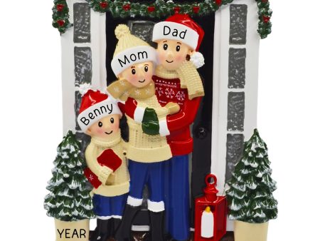 Holiday Door Family of 3 Christmas Ornament Online