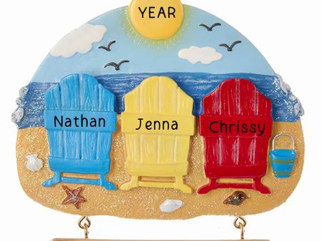 Beach Family of 3 Christmas Ornament Hot on Sale